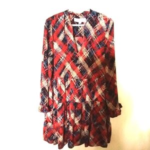 Emma & Michele Women's Tiered Dress with Crosshatch Pattern Sz Medium